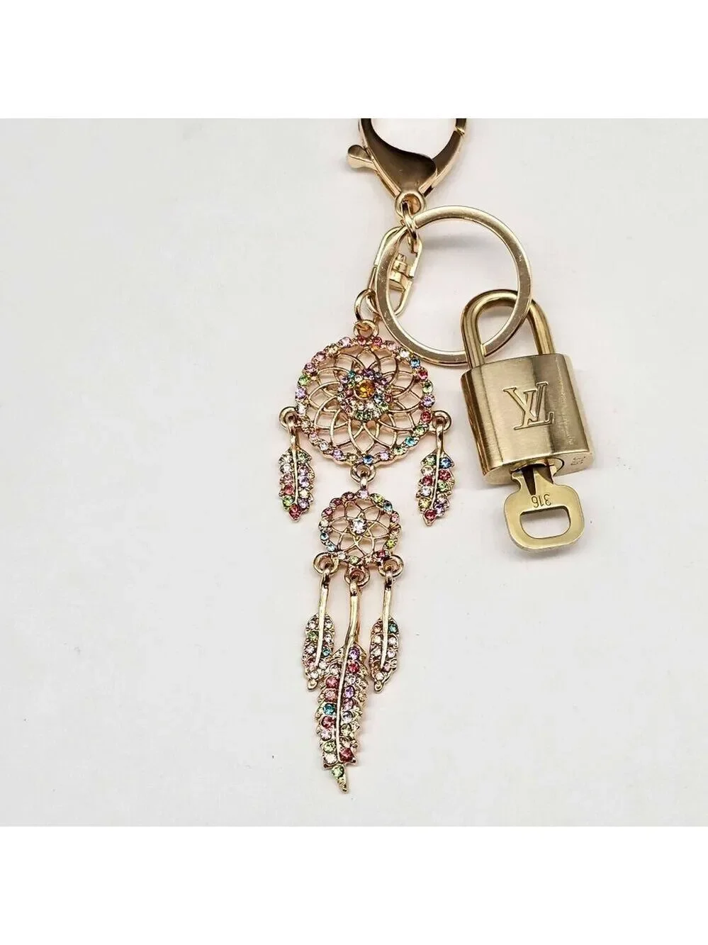 Louis Vuitton Gold Lock 🔒 Authentic LV Key + Unbranded Dream Catcher Bag Charm
